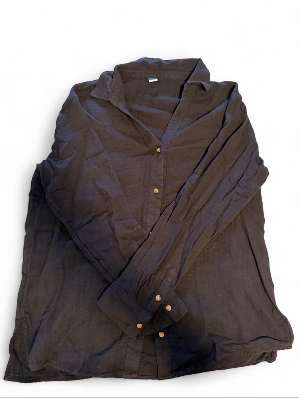 Old Navy Black Linen Women’s Long-Sleeve Button Down